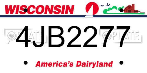 4JB2277 Wisconsin License Plate