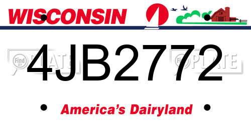 4JB2772 Wisconsin License Plate