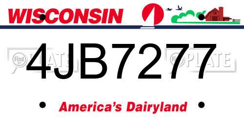 4JB7277 Wisconsin License Plate