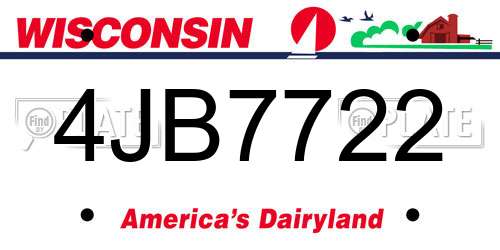 4JB7722 Wisconsin License Plate