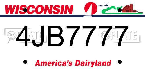 4JB7777 Wisconsin License Plate