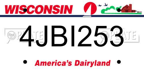 4JBI253 Wisconsin License Plate