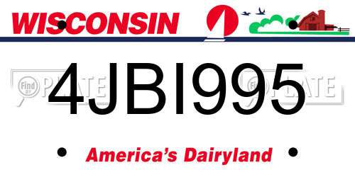 4JBI995 Wisconsin License Plate