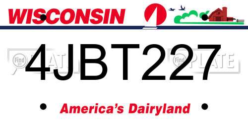 4JBT227 Wisconsin License Plate