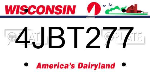 4JBT277 Wisconsin License Plate