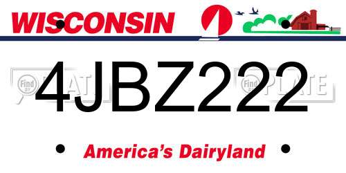 4JBZ222 Wisconsin License Plate