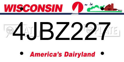 4JBZ227 Wisconsin License Plate
