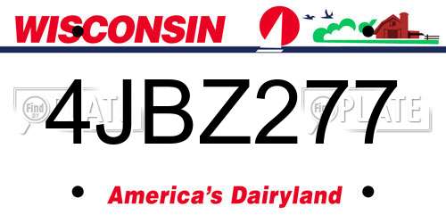 4JBZ277 Wisconsin License Plate
