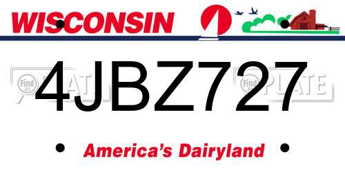 4JBZ727 Wisconsin License Plate