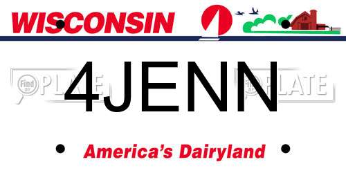 4JENN Wisconsin License Plate
