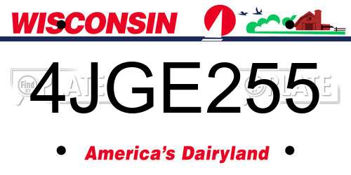 4JGE255 Wisconsin License Plate