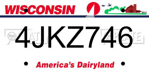 4JKZ746 Wisconsin License Plate