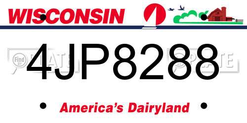 4JP8288 Wisconsin License Plate