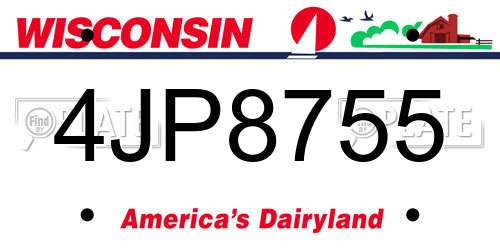 4JP8755 Wisconsin License Plate