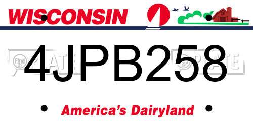 4JPB258 Wisconsin License Plate