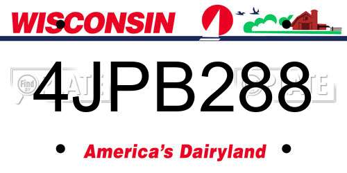 4JPB288 Wisconsin License Plate