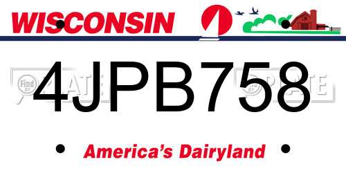 4JPB758 Wisconsin License Plate