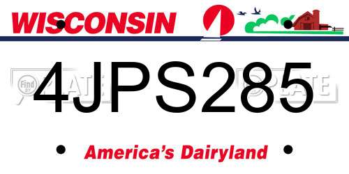 4JPS285 Wisconsin License Plate