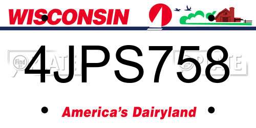 4JPS758 Wisconsin License Plate