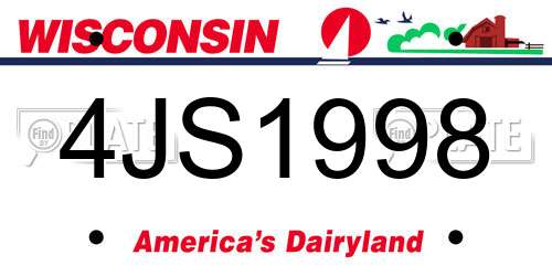 4JS1998 Wisconsin License Plate