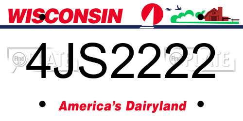 4JS2222 Wisconsin License Plate