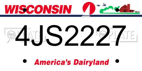 4JS2227 Wisconsin License Plate