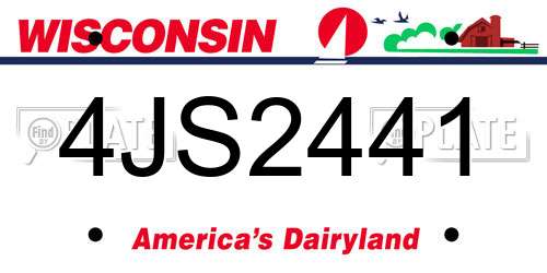 4JS2441 Wisconsin License Plate