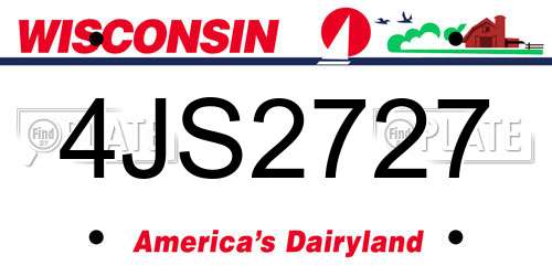 4JS2727 Wisconsin License Plate