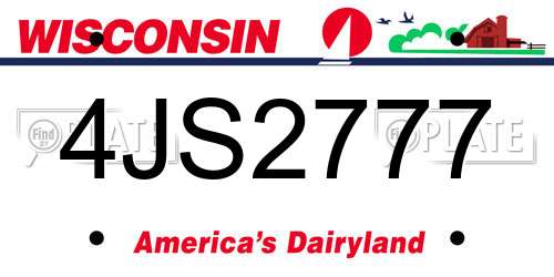 4JS2777 Wisconsin License Plate
