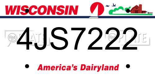 4JS7222 Wisconsin License Plate