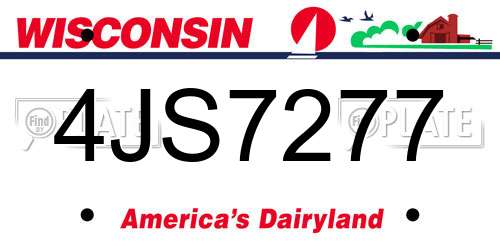 4JS7277 Wisconsin License Plate