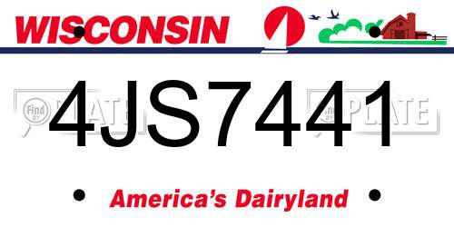 4JS7441 Wisconsin License Plate
