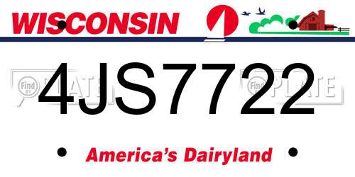 4JS7722 Wisconsin License Plate