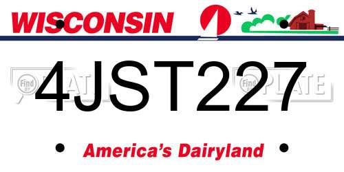 4JST227 Wisconsin License Plate