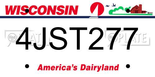 4JST277 Wisconsin License Plate