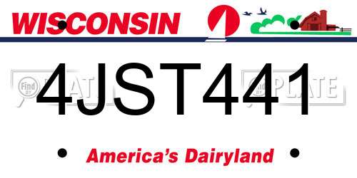 4JST441 Wisconsin License Plate