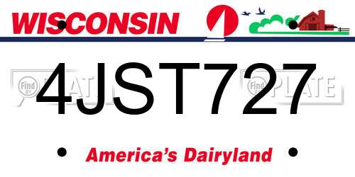 4JST727 Wisconsin License Plate