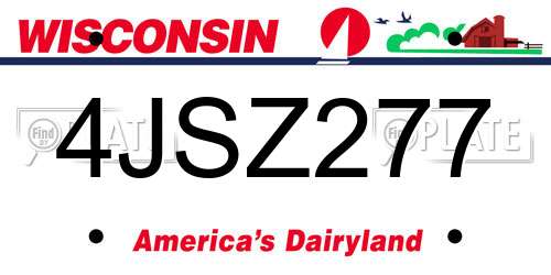 4JSZ277 Wisconsin License Plate