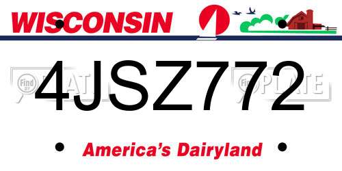 4JSZ772 Wisconsin License Plate