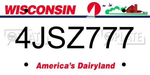 4JSZ777 Wisconsin License Plate