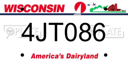 4JT086 Wisconsin License Plate
