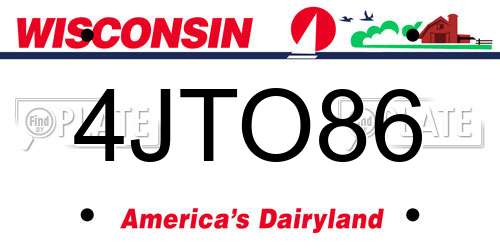 4JTO86 Wisconsin License Plate