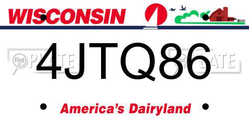 4JTQ86 Wisconsin License Plate