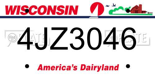 4JZ3046 Wisconsin License Plate