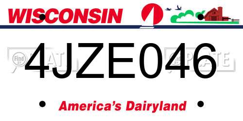 4JZE046 Wisconsin License Plate