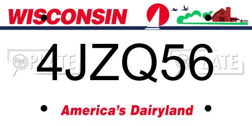 4JZQ56 Wisconsin License Plate