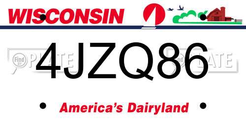 4JZQ86 Wisconsin License Plate