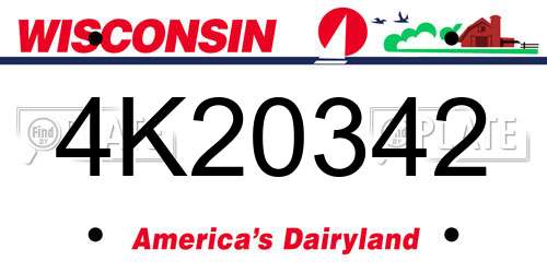 4K20342 Wisconsin License Plate