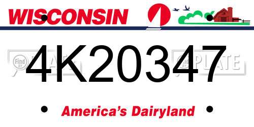 4K20347 Wisconsin License Plate