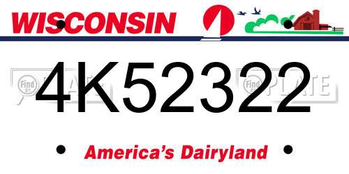 4K52322 Wisconsin License Plate